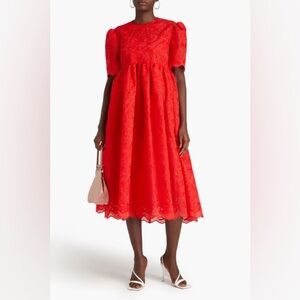 VIVETTA Embellished organza midi dress in red